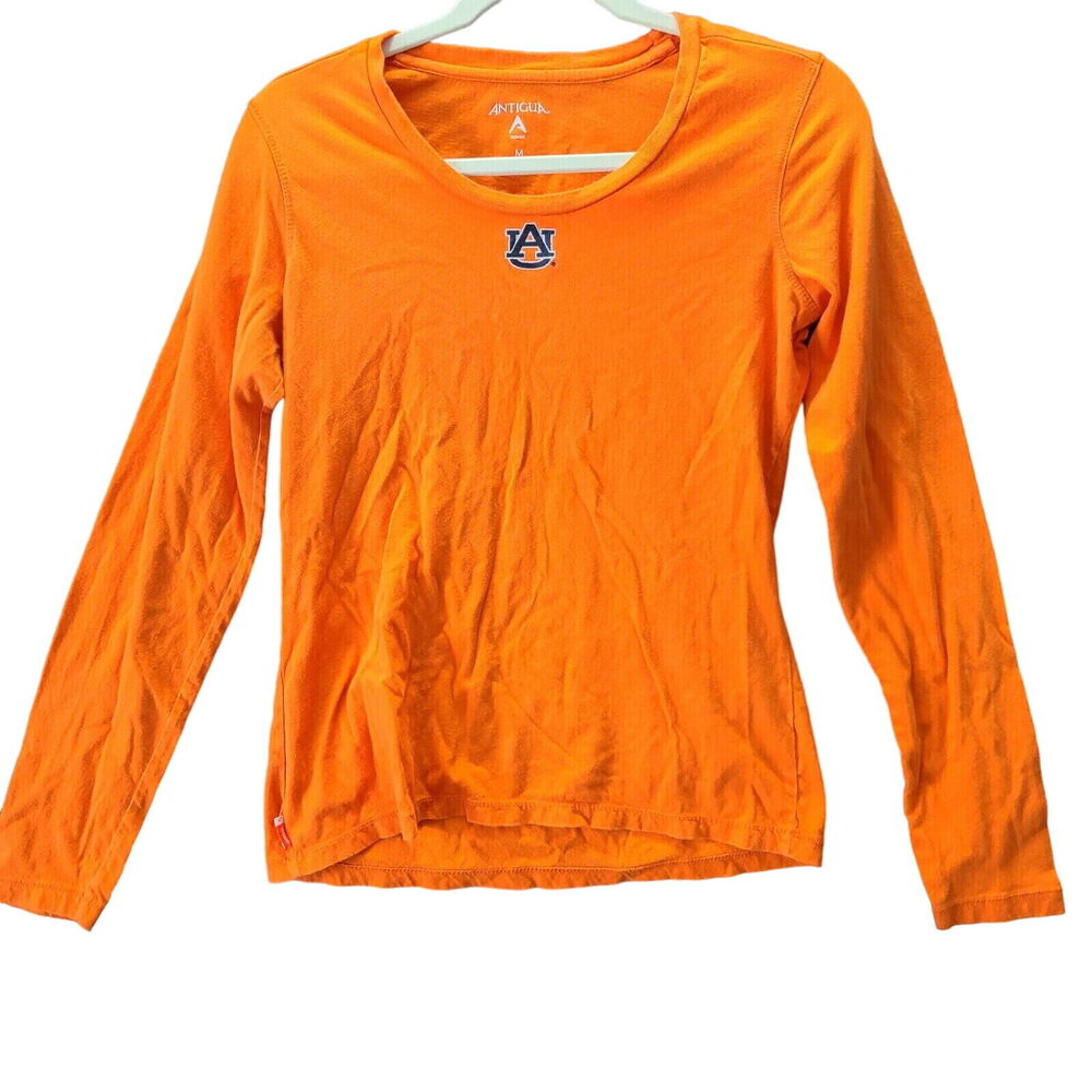 Antigua Womens T-Shirt Orange Size Medium Long Sleeve Pull Over Auburn Tigers